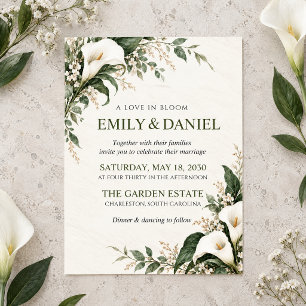 Invitación de boda botánica acuarela de lirio de c