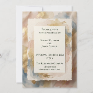 Invitación de boda botánica acuarela melocotón