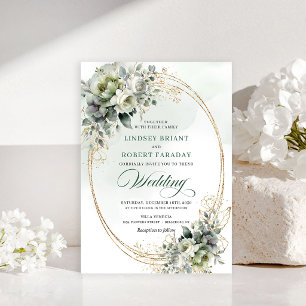 Invitación de boda botánica acuarela rústica