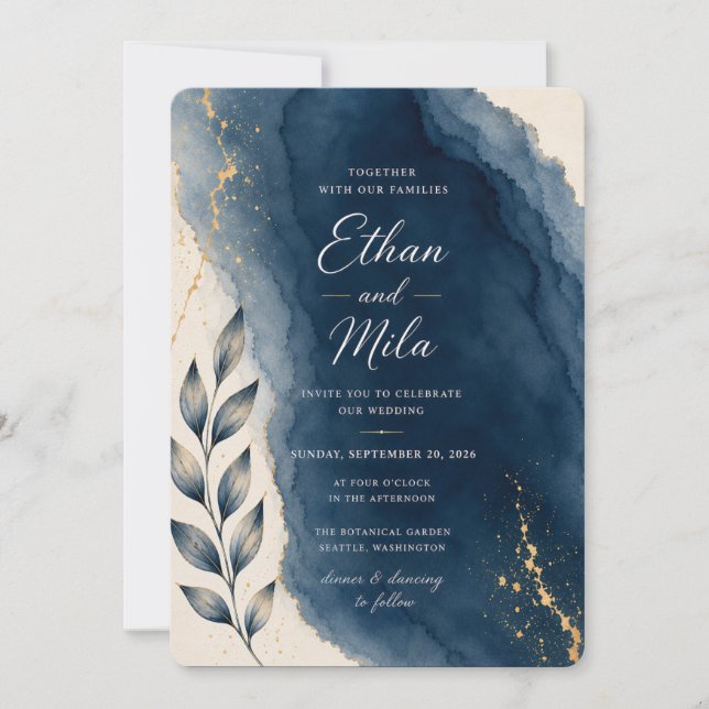 Invitación de Boda Botánica Artística (Anverso)