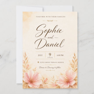 Invitación de boda botánica artística