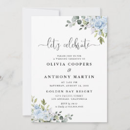 Invitación de Boda Botánica Azul Suave