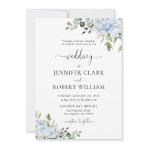 Invitación de Boda Botánica Azul Suave