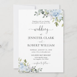 Invitación de Boda Botánica Azul Suave