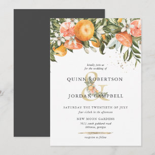 Invitación de boda botánica boho Huerto de cítri