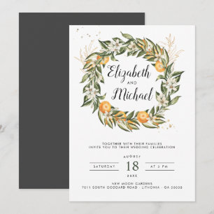 Invitación de boda botánica boho Huerto de cítri