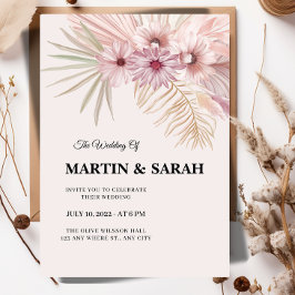 Invitación de boda botánica boho neutral
