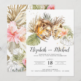 Invitación de boda botánica boho safari africano