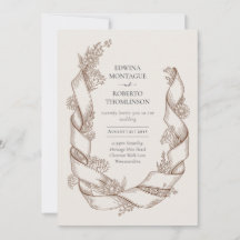 Invitación de Boda Botánica con Cinta Rústica de G