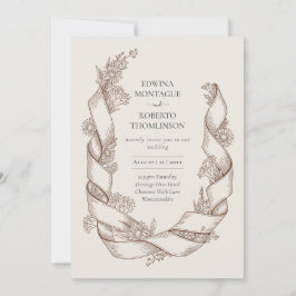 Invitación de Boda Botánica con Cinta Rústica de G