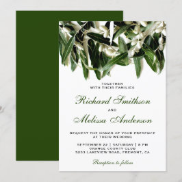 Invitación de boda botánica con hojas de rama de o