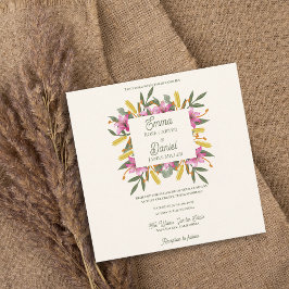 Invitación de Boda Botánica con Lirio Rosa de Toqu
