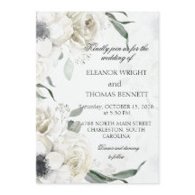 Invitación de Boda Botánica con Verde Floral Blanc
