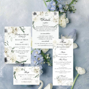Invitación de Boda Botánica con Verde Floral Blanc