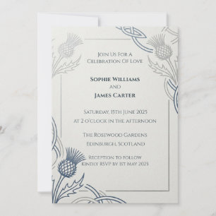 Invitación de boda botánica crema negra