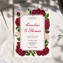 Invitación de boda botánica de Borgoña rica