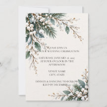 Invitación de Boda Botánica de Invierno