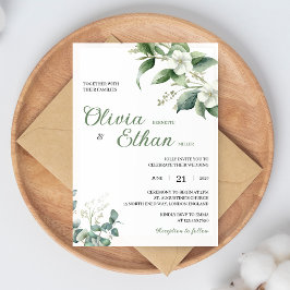 Invitación de Boda Botánica de Jazmín de Eucalipto