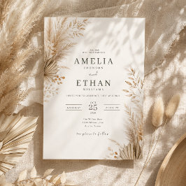 Invitación de boda botánica de las Pampas neutrale