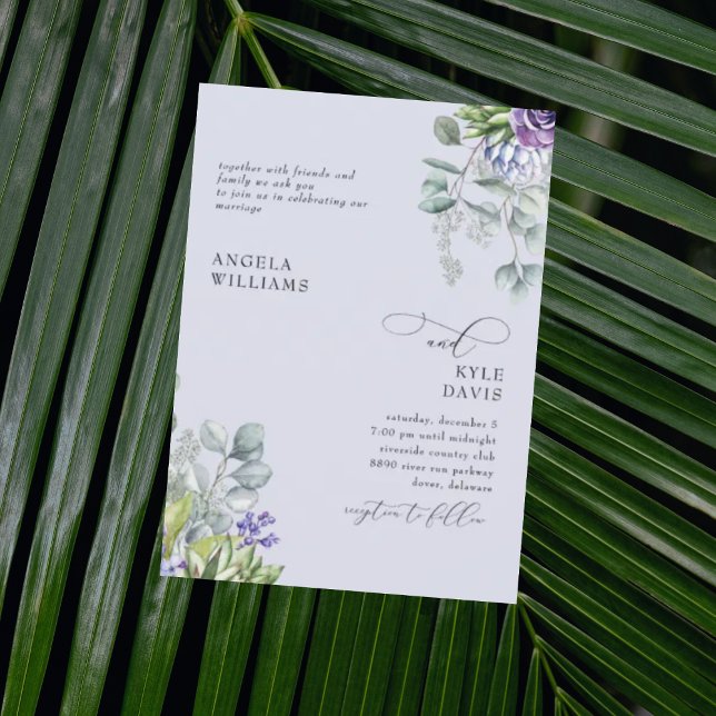 Invitación de boda botánica de lavanda elegante (Subido por el creador)