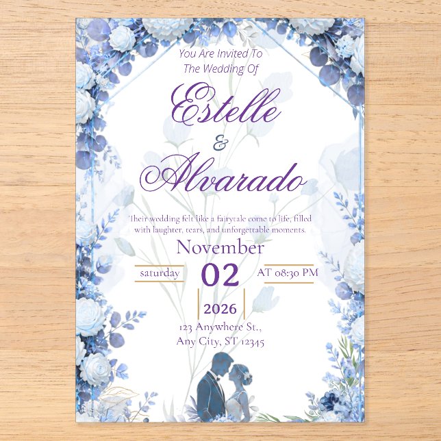 Invitación de boda botánica de lujo (Anverso)