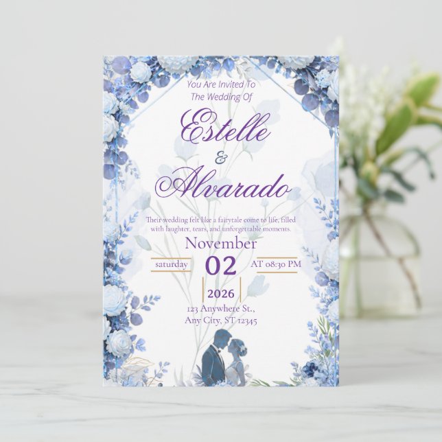 Invitación de boda botánica de lujo (Anverso de pie)