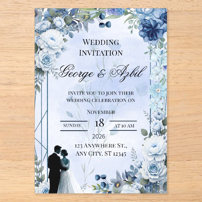 Invitación de Boda Botánica de Lujo (Anverso)