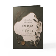 Invitación de boda botánica de lujo | Verde elegan