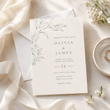 Invitación de boda botánica de marfil Sage moderna