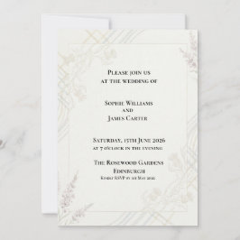 Invitación de boda botánica de melocotón salvia
