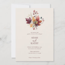 Invitación de Boda Botánica de Otoño Rústica y Ele