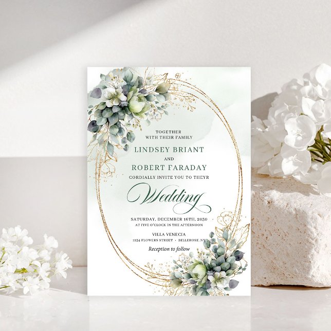 Invitación de Boda Botánica de Rosas Blancas Atemp (Timeless White Roses Botanical Wedding Invite)