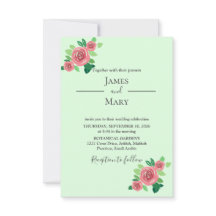 Invitación de boda botánica de rosas rosadas y men