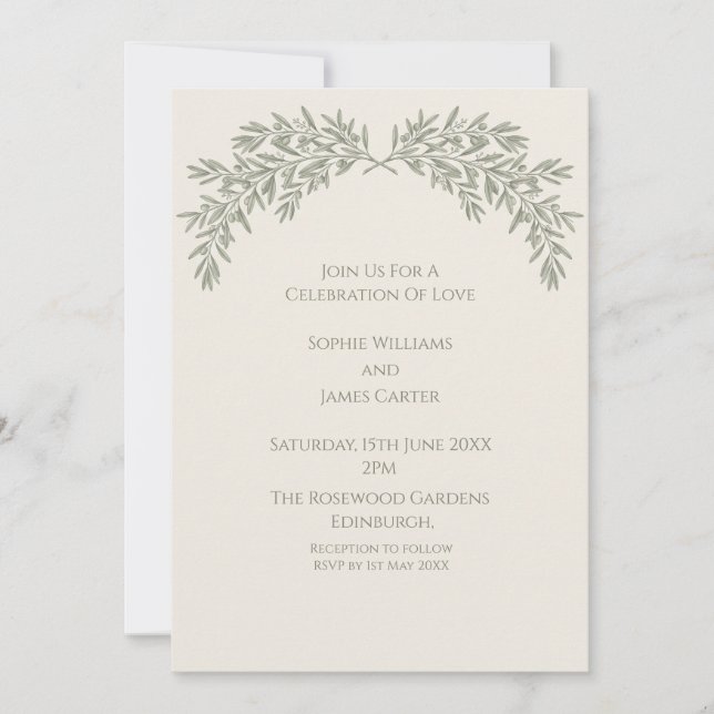 Invitación de boda botánica de salvia (Anverso)