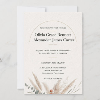 Invitación de boda botánica de terracota minimalis