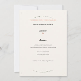 Invitación de boda botánica de terracota y salvia