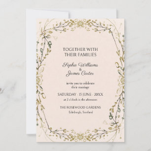 Invitación de boda botánica de vid blush sage