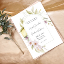Invitación de boda botánica del olivar