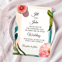 Invitación de boda botánica diseño floral pastel
