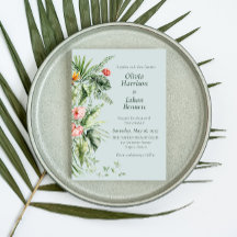Invitación de boda botánica Elegancia Tropical