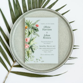 Invitación de boda botánica Elegancia Tropical
