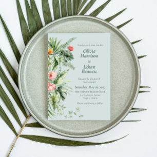 Invitación de boda botánica Elegancia Tropical