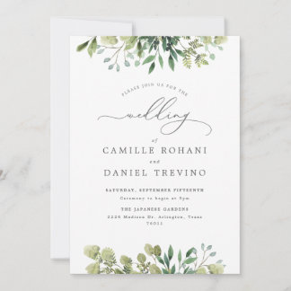 Invitación de boda botánica Elegant Greenery