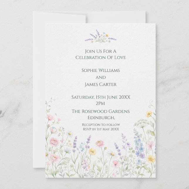 Invitación de Boda Botánica Elegante (Anverso)