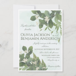 Invitación de boda botánica elegante a mano