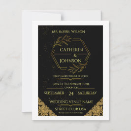 Invitación de boda botánica elegante en verde salv