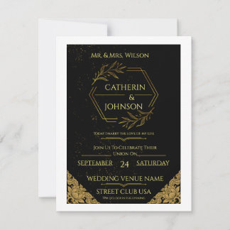 Invitación de boda botánica elegante en verde salv