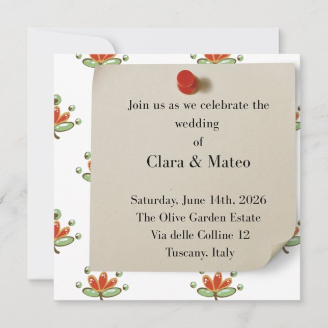 Invitación de Boda Botánica Elegante Flora Neutral (Anverso)