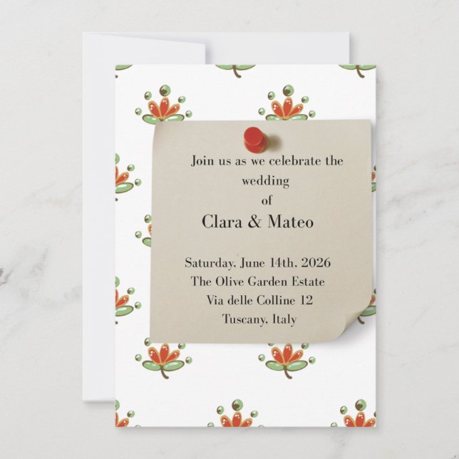 Invitación de Boda Botánica Elegante Flora Neutral (Anverso)