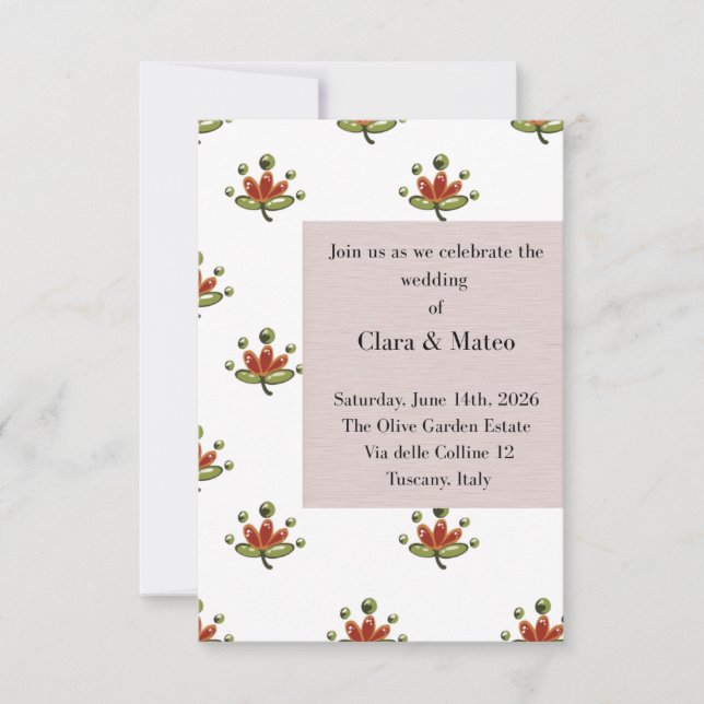 Invitación de Boda Botánica Elegante Flora Neutral (Anverso)
